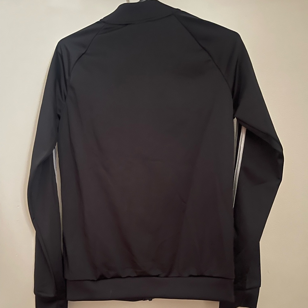 Adidas Women's Black Bomber Jacket with White Stripes - Picture 5 of 8